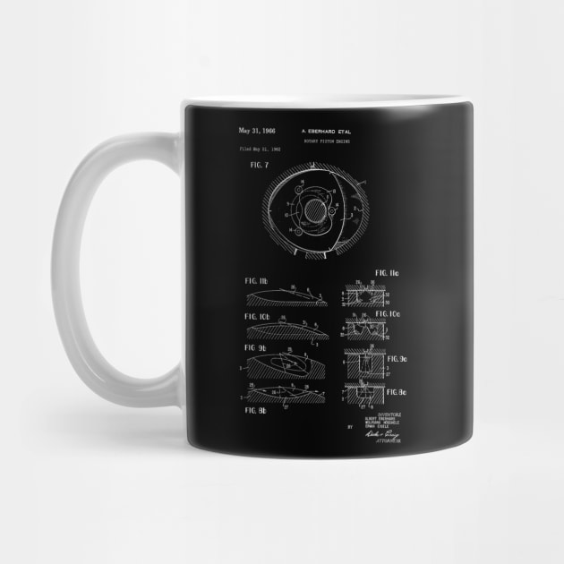 Rotary Pistol Engine Vintage Patent Hand Drawing by TheYoungDesigns